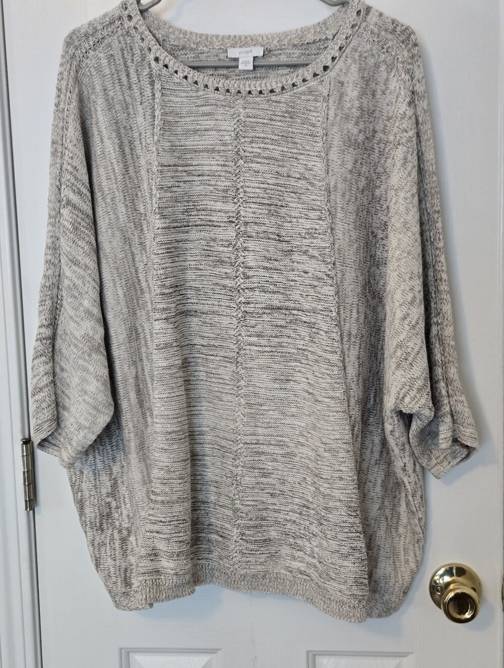 Pure Jill Marled Light Gray Scoop Neck Knit Sweater Relaxed Silhouette Size 2X
